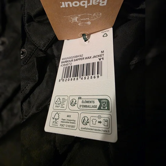 NWT! Barbour Sapper Wax Jacket Sz. Medium - Picture 6 of 6